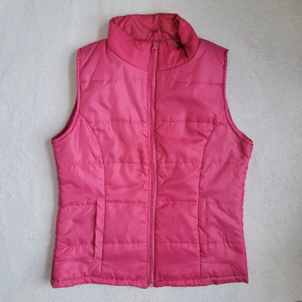 Jackson Hole Outerwear Bright Pink Full Zip Puffer Vest Size M